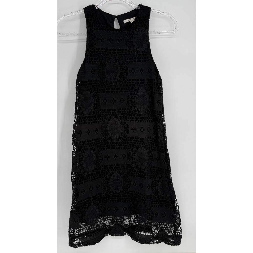 Miami Francescas Black Lace Sleeveless‎ Mini Shift Dress High Neck Sz XS